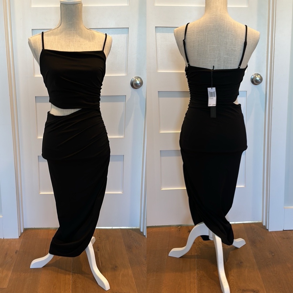 House of Harlow 1960 Cut Out Bodycon Black Dress $215 Matte Jersey Small S